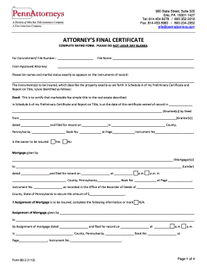 Attorney's Final Certificate