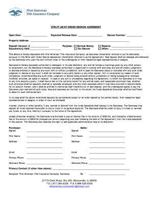 Strict Joint Order Escrow Agreement