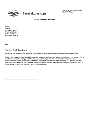 Payoff Deficiency Statement