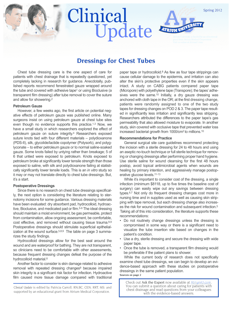 Fillable Online Dressings for Chest Tubes Fax Email Print pdfFiller