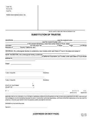 California Substitution of Trustee Form