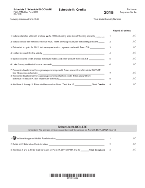 Indiana Schedule 5 Tax Credits and Donations