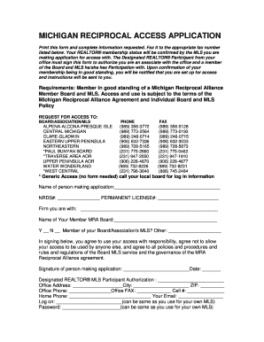Michigan Reciprocal Access Application