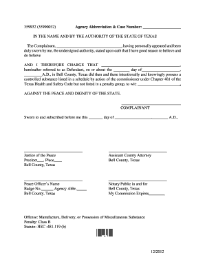 Texas Controlled Substance Complaint Form