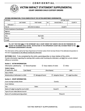 Victim Impact Statement Supplemental