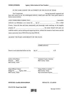 Texas Graffiti Complaint Form