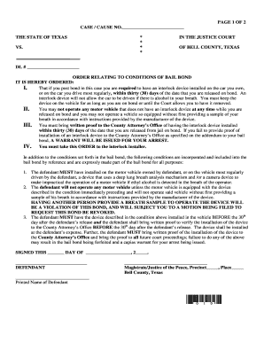 Texas Bail Bond Order for Interlock Device