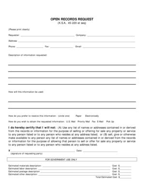 Kansas Open Records Request Form