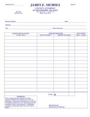 Texas Hot Check Complaint Form