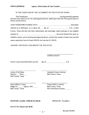 Texas Graffiti Complaint Form