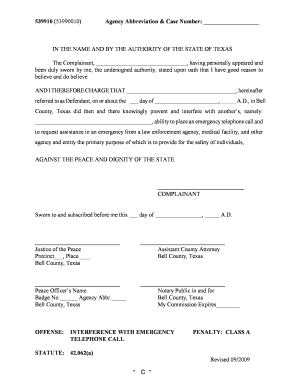 Texas Interference with Emergency Telephone Call Complaint