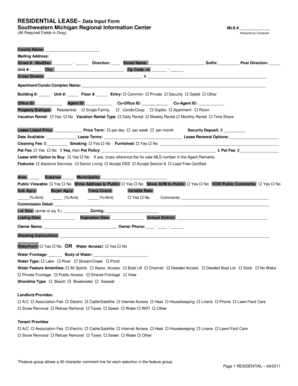 Residential Lease Data Input Form