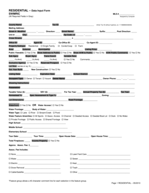 Residential Property Data Input Form
