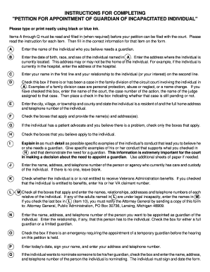 Michigan Petition for Appointment of Guardian of Incapacitated Individual