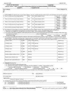 Michigan Child Protective Proceedings Petition