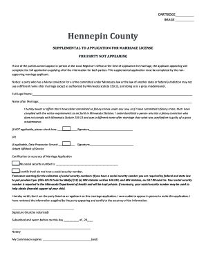 Hennepin County Supplemental Marriage License Application
