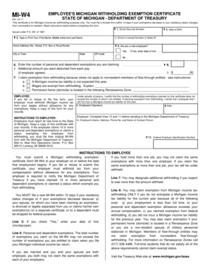 Michigan Withholding Exemption Certificate