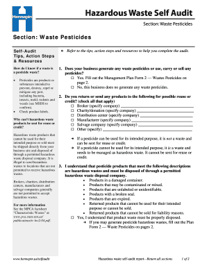Hazardous Waste Pesticide Self Audit Form