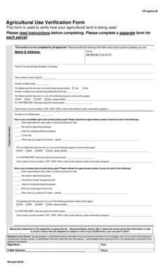 Agricultural Use Verification Form