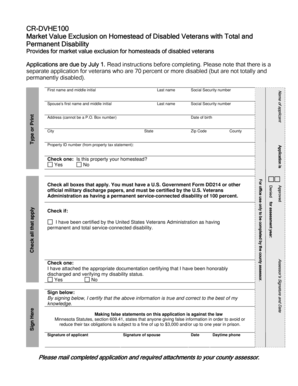 Minnesota Disabled Veterans Homestead Exclusion Form