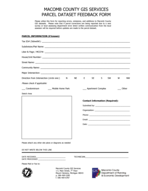 Macomb County Parcel Dataset Feedback Form