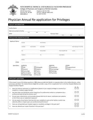 Physician Annual Re-application for Privileges