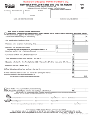 Nebraska Sales and Use Tax Return Form 10