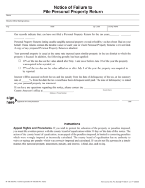 Notice of Failure to File Personal Property Return