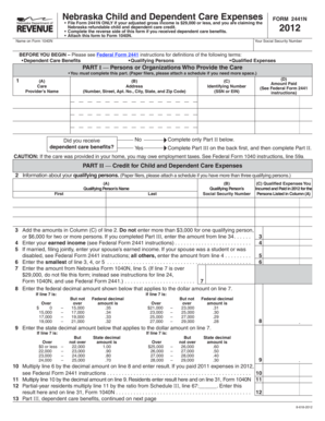 Nebraska Child and Dependent Care Expenses Form 2441N