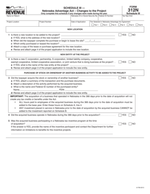Nebraska Advantage Act Schedule III Form 312N