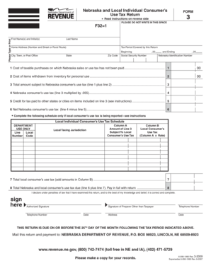 Nebraska Individual Consumer's Use Tax Return