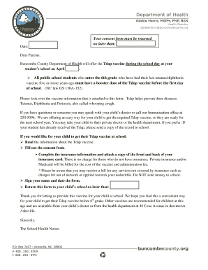 Buncombe County Tdap Vaccine Consent Form