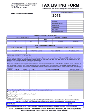 2013 Individual Listing Form - harnett