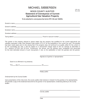 Ohio Agricultural Use Valuation Property Conveyance Statement