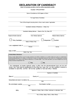 Declaration of Candidacy