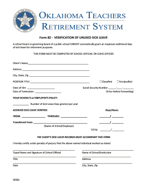 Verification of Unused Sick Leave Form
