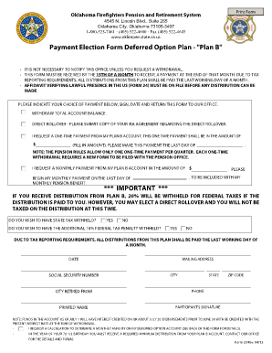 Oklahoma Firefighters Pension Plan B Payment Election Form