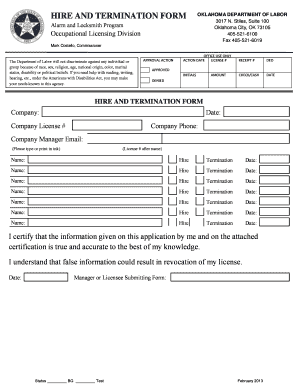 Oklahoma Hire and Termination Form