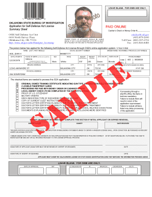 Oklahoma Self-Defense Act License Application