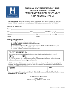 Oklahoma EMR Renewal Form