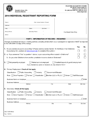 Oklahoma Accountancy Board Individual Registrant Reporting Form