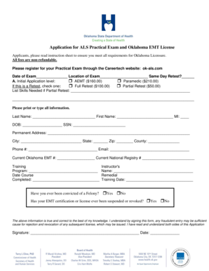 Oklahoma ALS Practical Exam Application