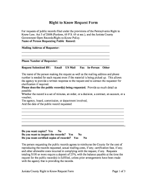 Pennsylvania Right to Know Request Form