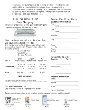 GE Broiler Pan Order Form