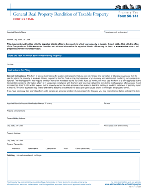 Texas Real Property Rendition Form 50-141