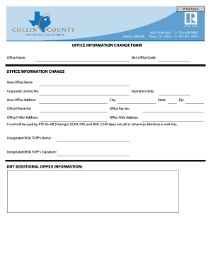Office Information Change Form