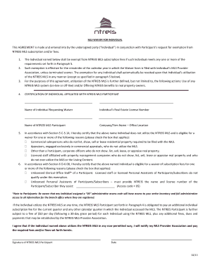 MLS Waiver for Individual