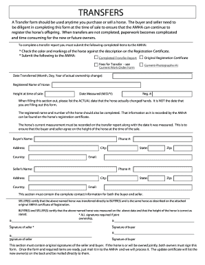 AMHA Horse Transfer Form