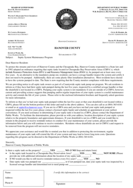Hanover County Septic System Maintenance Notice