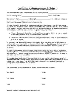 Lease of contract apartment - Lease Addendum Form (PDF) - Mutual 14 - mutual-14